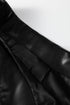 Faux Leather Retro Buckle Pleated Flared Midi Skirt
