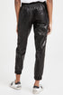 Faux Leather Smocked Waist Drawstring Jogger Pants