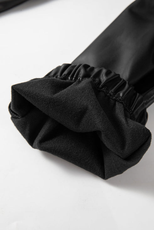 Faux Leather Smocked Waist Drawstring Jogger Pants