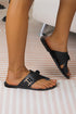 Faux Leather Toe Ring Strap Flat Slide Sandal