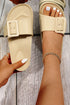 Faux Leather Wide Strap Buckle Detail Platform Slides