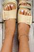 Faux Leather Wide Strap Buckle Detail Platform Slides