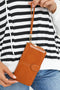 Faux Leather Zip Around Wrist Strap Long Wallet