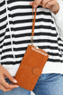 Faux Leather Zip Around Wrist Strap Long Wallet