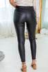 Faux Leather Zipped Detail Solid Bodycon Leggings