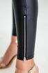 Faux Leather Zipped Detail Solid Bodycon Leggings