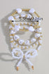 Faux Pearl Beaded Heart Charm And Bow Bracelet Set