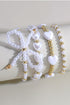 Faux Pearl Beaded Heart Charm And Bow Bracelet Set
