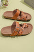 Faux Suede Adjustable Strap Toe Ring Slide Slippers