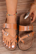 Faux Suede Adjustable Strap Toe Ring Slide Slippers