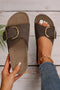 Faux Suede Buckle Strap Thick Sole Platform Slippers