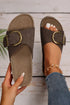 Faux Suede Buckle Strap Thick Sole Platform Slippers