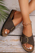 Faux Suede Buckle Strap Thick Sole Platform Slippers