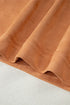 Faux Suede Collared V Neck Short Sleeve Shift Mini Dress