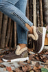 Faux Suede Patchwork Stitching Button Detail Ankle Boots