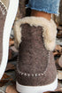 Faux Suede Patchwork Stitching Button Detail Ankle Boots