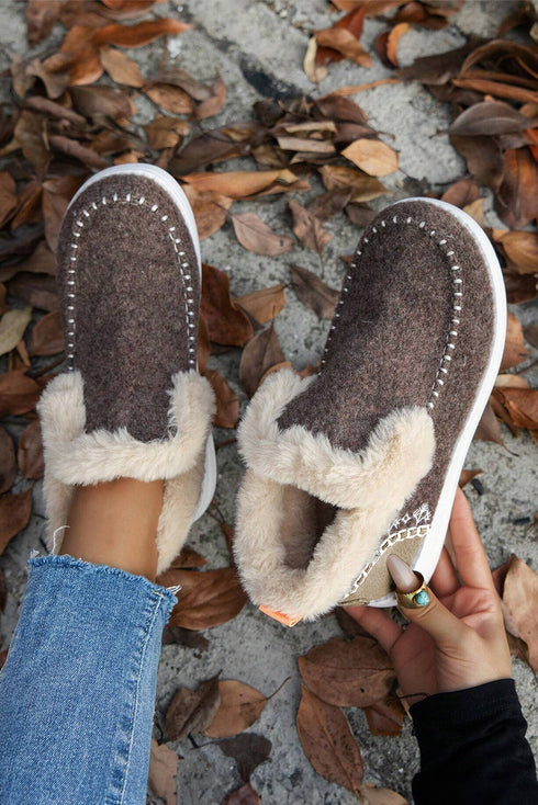 Faux Suede Patchwork Stitching Button Detail Ankle Boots