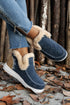 Faux Suede Patchwork Stitching Button Detail Ankle Boots