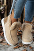 Faux Suede Patchwork Stitching Button Detail Ankle Boots
