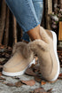 Faux Suede Patchwork Stitching Button Detail Ankle Boots