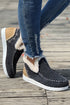 Faux Suede Patchwork Stitching Button Detail Ankle Boots