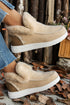 Faux Suede Patchwork Stitching Button Detail Ankle Boots