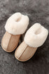 Faux Suede Plush Lined Cut And Sew Detail Slippers