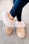 Faux Suede Plush Lined Cut And Sew Detail Slippers