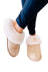 Faux Suede Plush Lined Cut And Sew Detail Slippers
