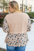 Faux Two Piece Waffle Knit Floral Patchwork Top