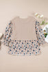 Faux Two Piece Waffle Knit Floral Patchwork Top