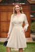 Faux Wrap V Neck Long Sleeve Elegant Mini Dress