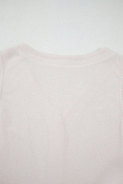 Buttoned V Neck Tank Top Wide Leg Pant Set