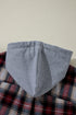 Plaid Print Chest Pocket Button Down Hooded Shacket