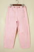 Cotton Denim Grommet Knot Waist Barrel Jeans