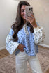 Southern Belle Floral Print Panel Seam Long Sleeve Top