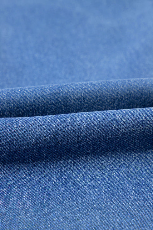 Casual Double Button High Rise Straight Leg Jeans