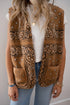 Sherpa Fleece Paisley Print Pocketed Western Vest