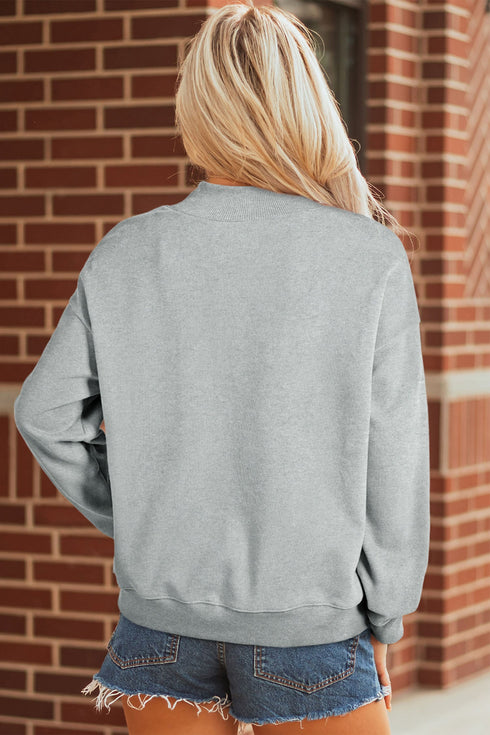 Western Mallard Duck Printed Graphic Baggy Mock Neck Sweatshirt