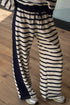Striped Panel Detail Relaxed Long Sleeve Drawstring Pant Set