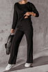 Casual Solid Pullover And Seamed Lounge Pant Set