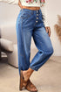 Exposed Four Button Fly Loose Fit Tapered Jeans