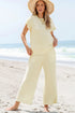 Metallic Lattice Textured Wide Leg Pant Set