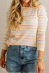 Viscose Striped Pattern Crew Neck Knit Sweater