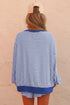 Striped Oversized Long Sleeve Top Drawstring Short Set