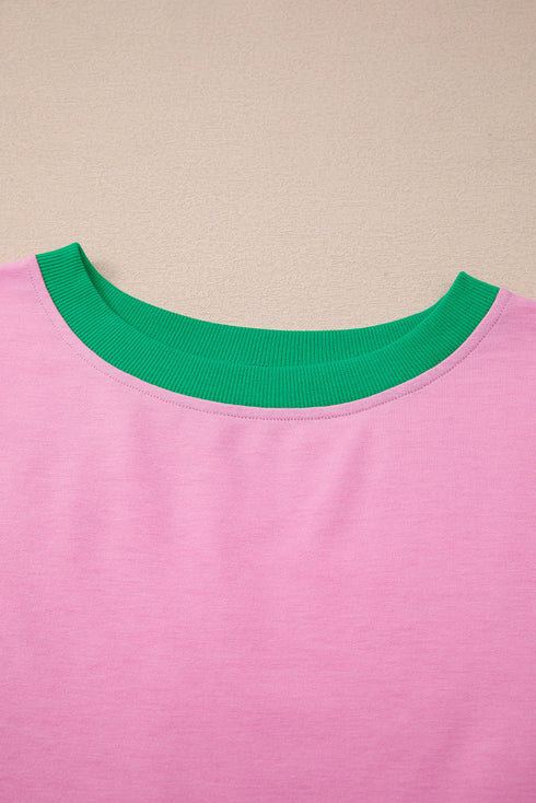 Contrast Trim Drop Shoulder Two Piece Skort Set