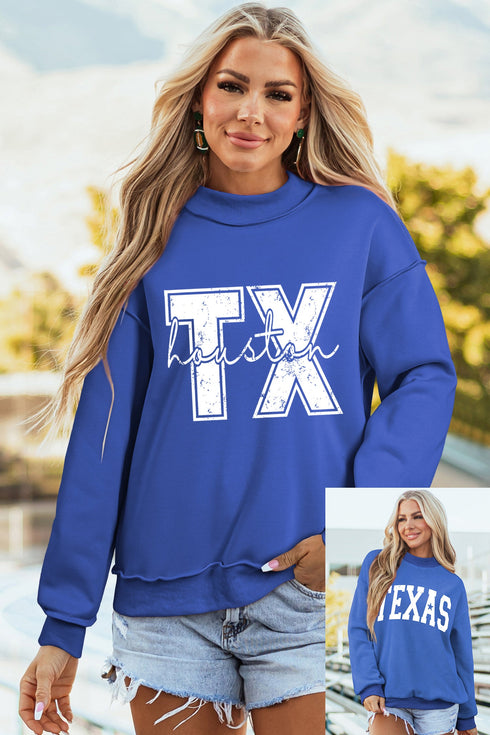 Houston Script Graphic Oversized Crew Neck Sweatshirt