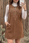 Geometric Embroidery Sleeveless Corduroy Shift Mini Dress