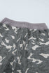 Camouflage Print Drawstring Waist Cargo Barrel Pants