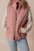 Textured Corduroy Stand Neck Zipped Puffer Vest